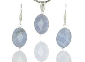 Комплект с Халцедон "Синя дантела"
