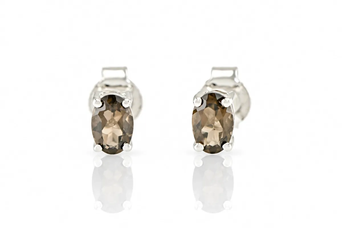 Сребърни обици с опушен кварц